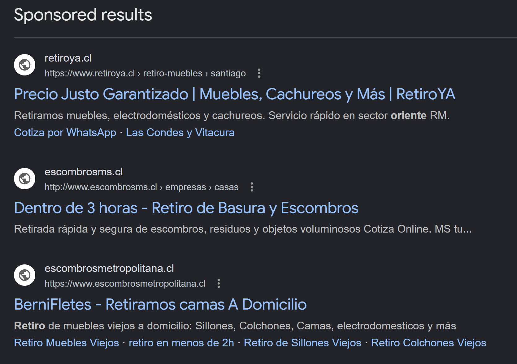 Primera posición en Sponsored Results de Google