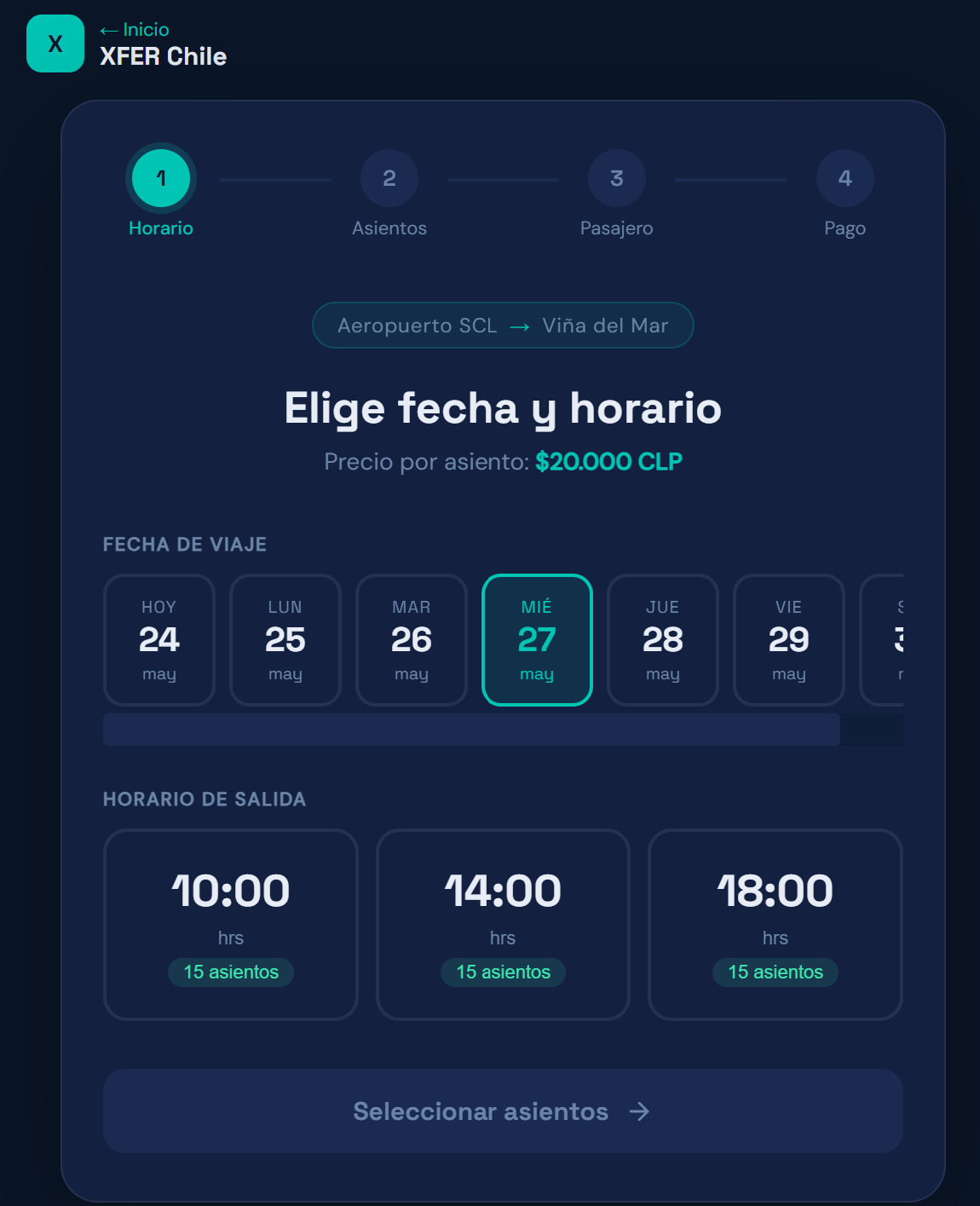 Paso 1 — Selección de horario